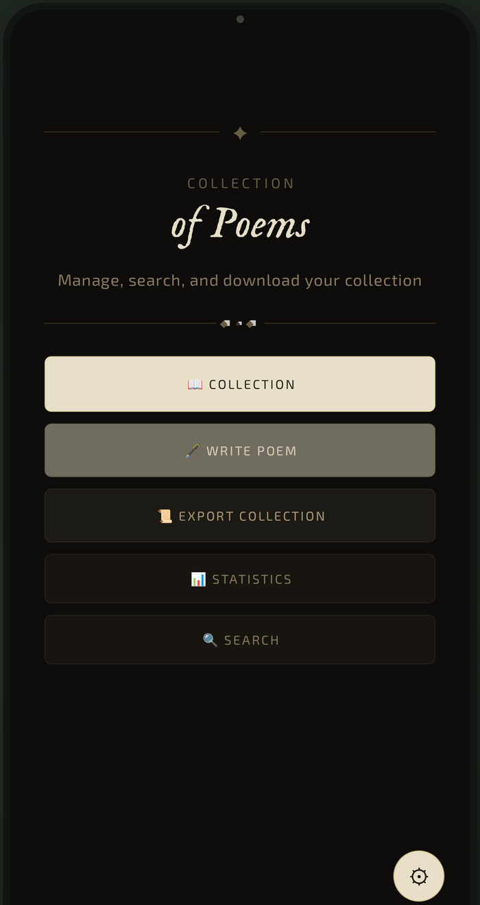 Schermata principale dell'app Poesie